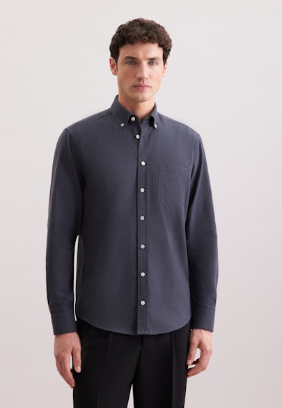 Regular Flanellhemd Uni in Grau |  Seidensticker Onlineshop