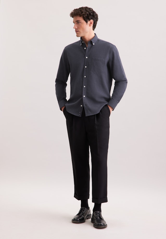Regular Flannel shirt Uni in Grey |  Seidensticker Onlineshop