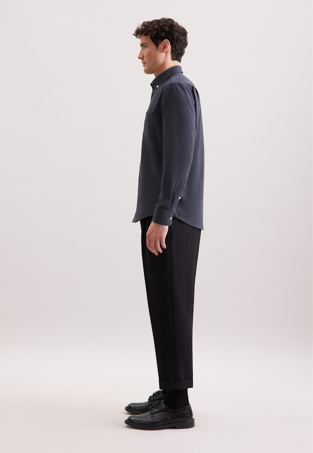 Regular Flannel shirt Uni in Grey |  Seidensticker Onlineshop