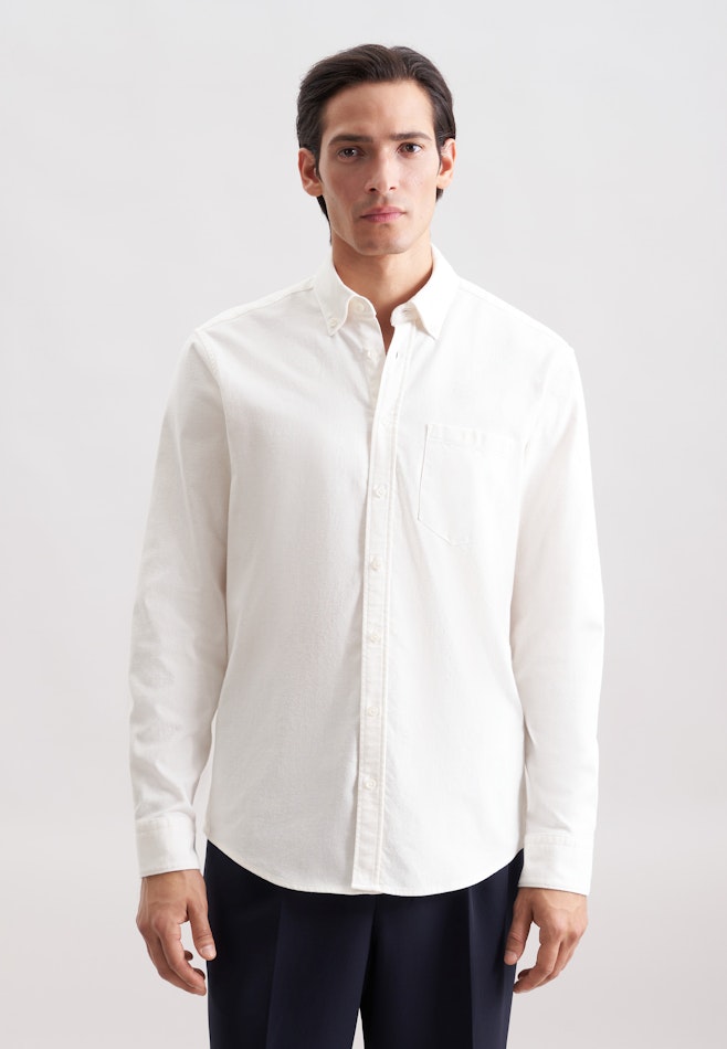 Regular Flannel shirt Uni in Ecru | Seidensticker online shop