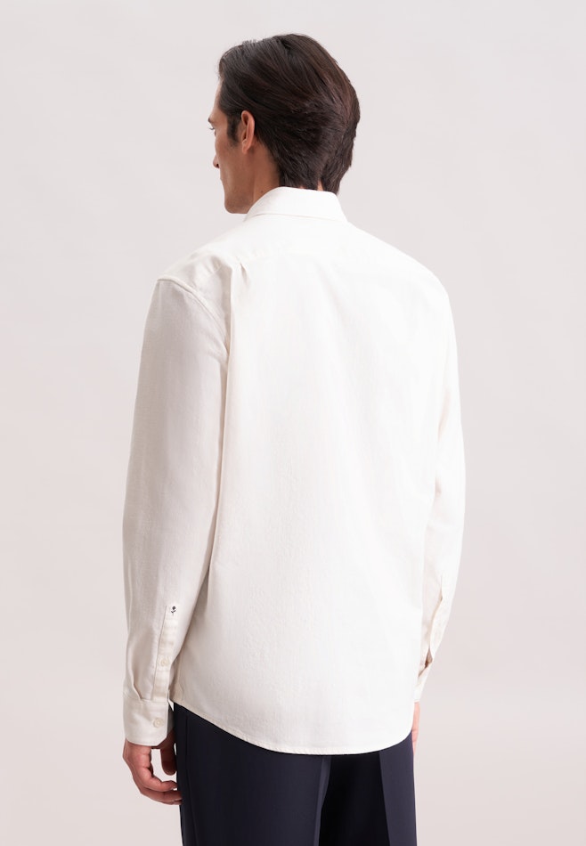 Regular Flanellhemd Uni in Ecru | Seidensticker Onlineshop
