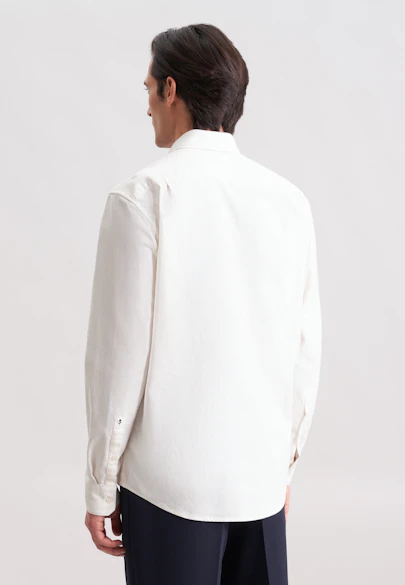 Regular Flanellhemd Uni in Ecru |  Seidensticker Onlineshop