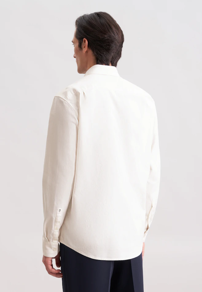 Regular Flanellhemd Uni in Ecru | Seidensticker Onlineshop