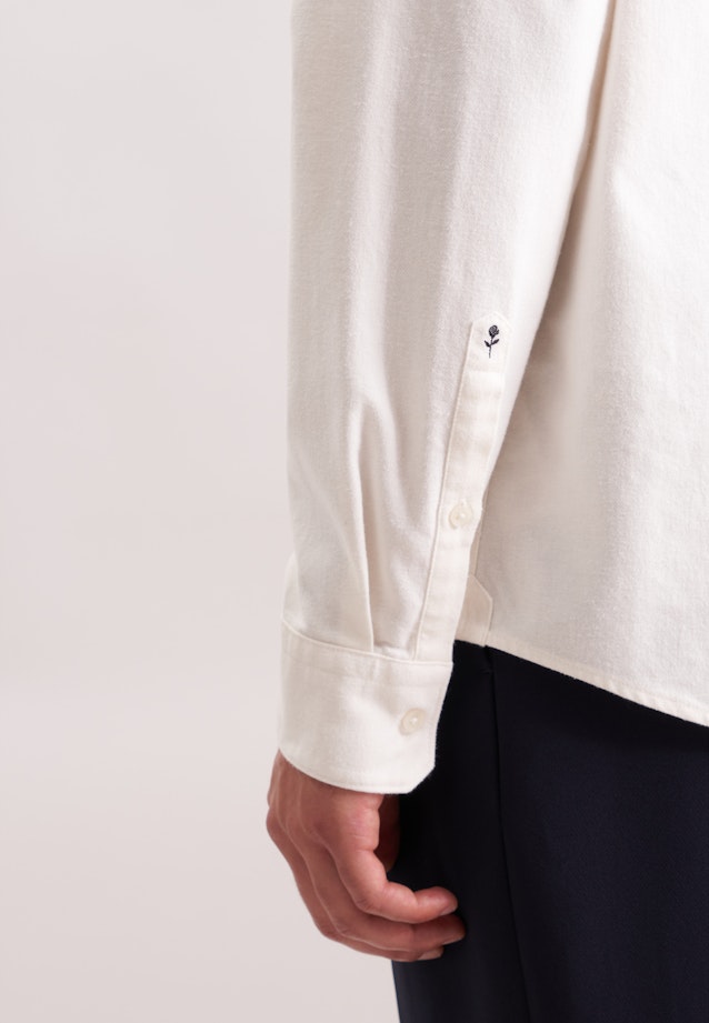 Regular Flanellhemd Uni in Ecru |  Seidensticker Onlineshop