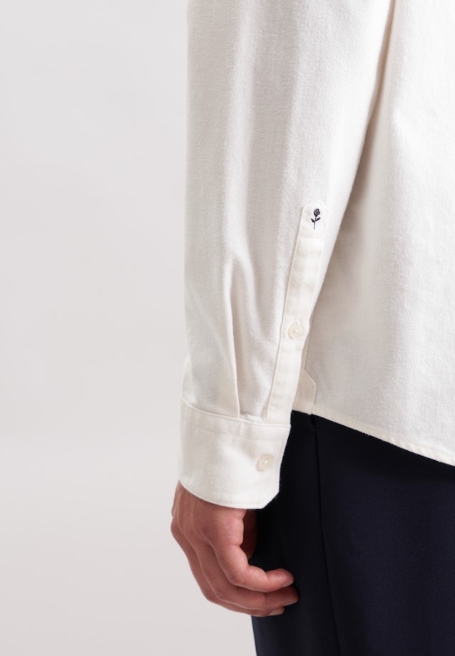 Regular Flanellhemd Uni in Ecru |  Seidensticker Onlineshop