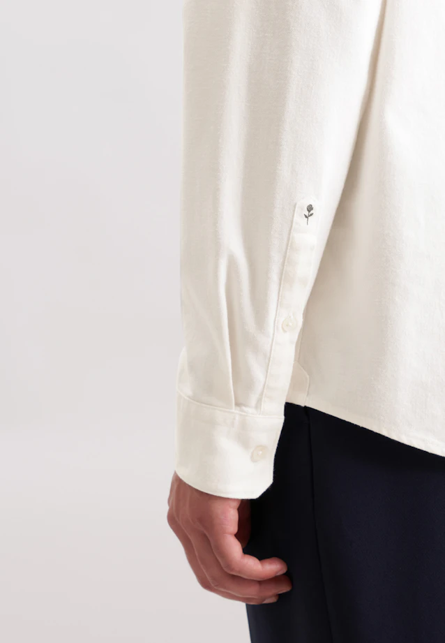 Regular Flanellhemd Uni in Ecru |  Seidensticker Onlineshop