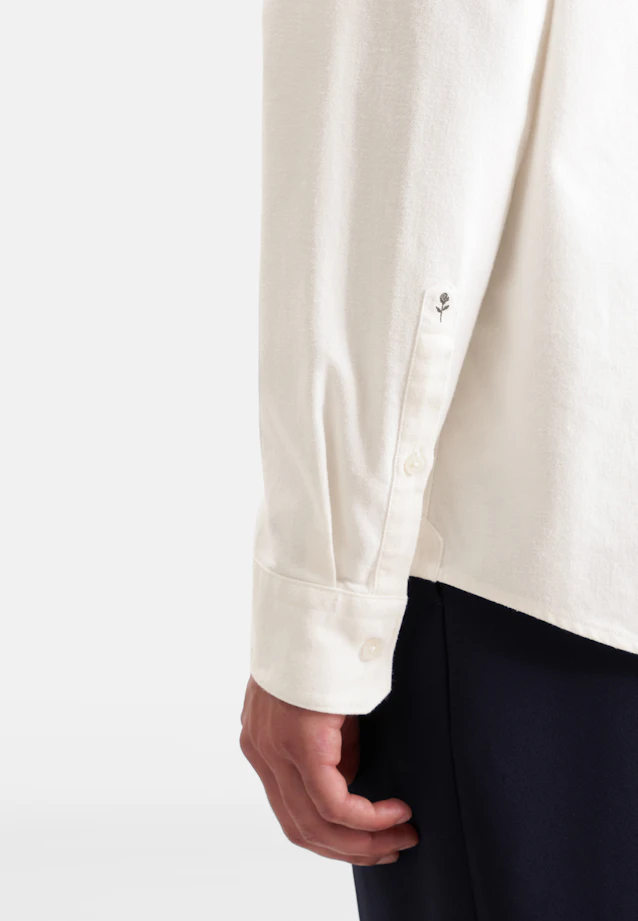 Regular Flanellhemd Uni in Ecru |  Seidensticker Onlineshop