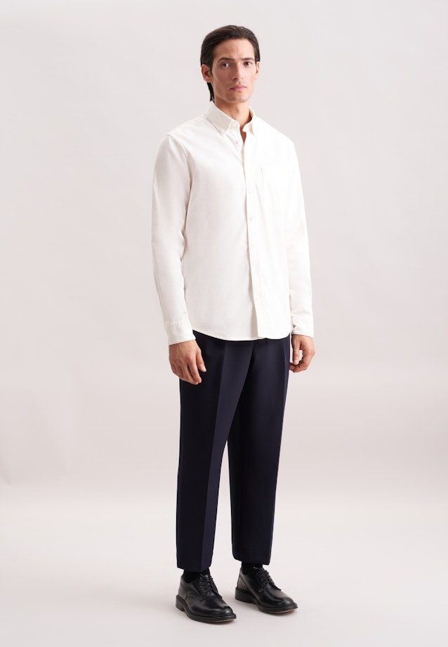 Regular Flanellhemd Uni in Ecru |  Seidensticker Onlineshop