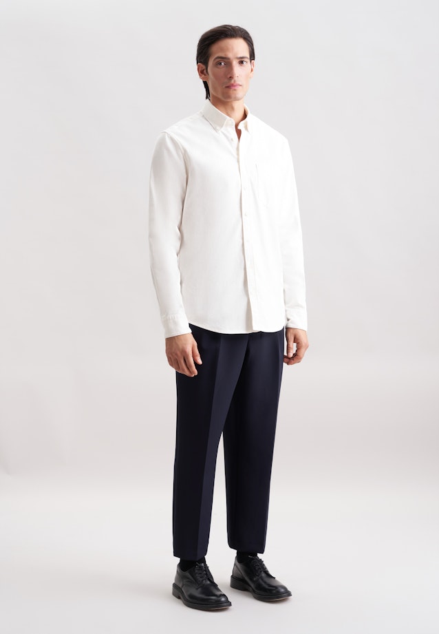 Regular Chemise en flanelle Uni in Ecru |  Seidensticker Onlineshop