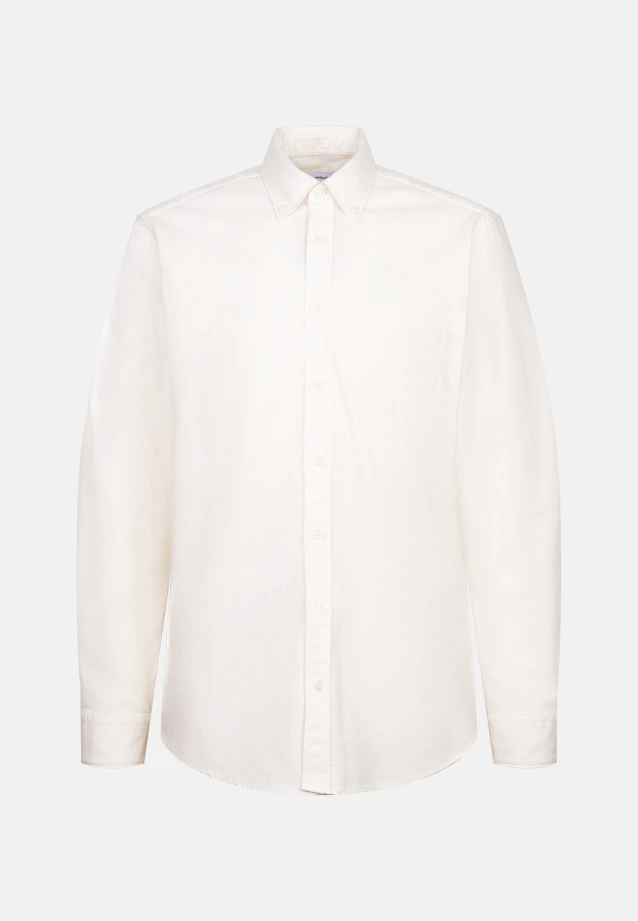 Regular Flanellhemd Uni in Ecru |  Seidensticker Onlineshop