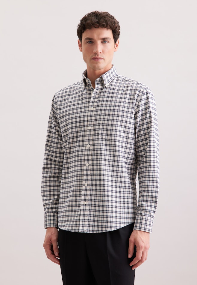 Regular Flanellhemd Karo in Grau | Seidensticker Onlineshop