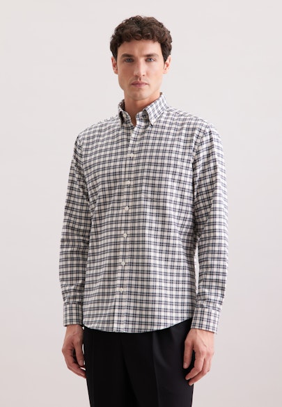 Regular Flannel shirt Check in Grey |  Seidensticker Onlineshop