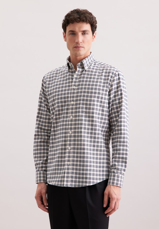 Regular Flannel shirt Check in Grey |  Seidensticker Onlineshop