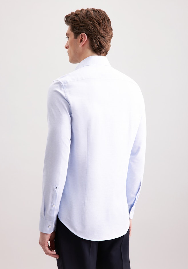 Slim Flanellhemd Struktur in Mittelblau | Seidensticker Onlineshop