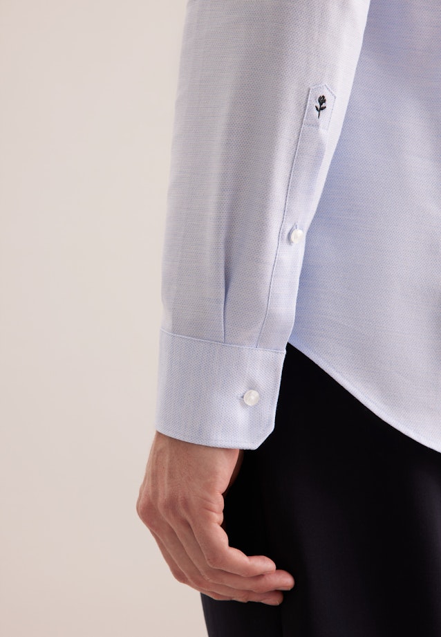 Slim Flanellhemd Struktur in Mittelblau |  Seidensticker Onlineshop
