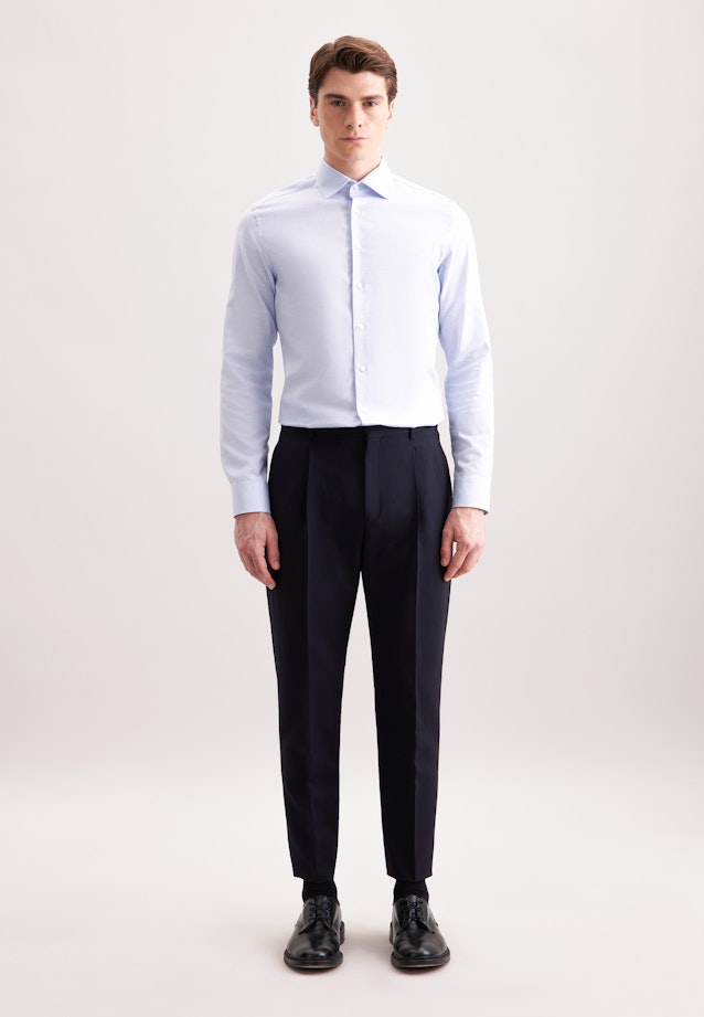 Slim Flanellhemd Struktur in Mittelblau |  Seidensticker Onlineshop