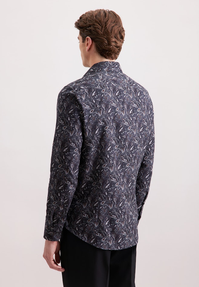 Slim Flanellhemd Geblümt in Grau | Seidensticker Onlineshop