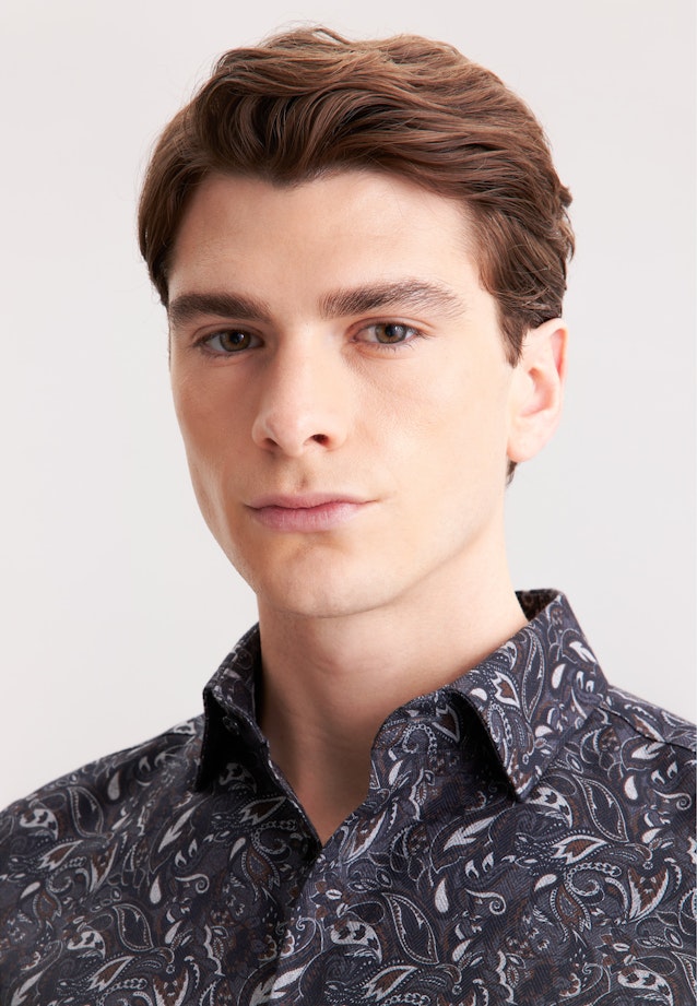 Slim Flanellhemd Geblümt in Grau |  Seidensticker Onlineshop