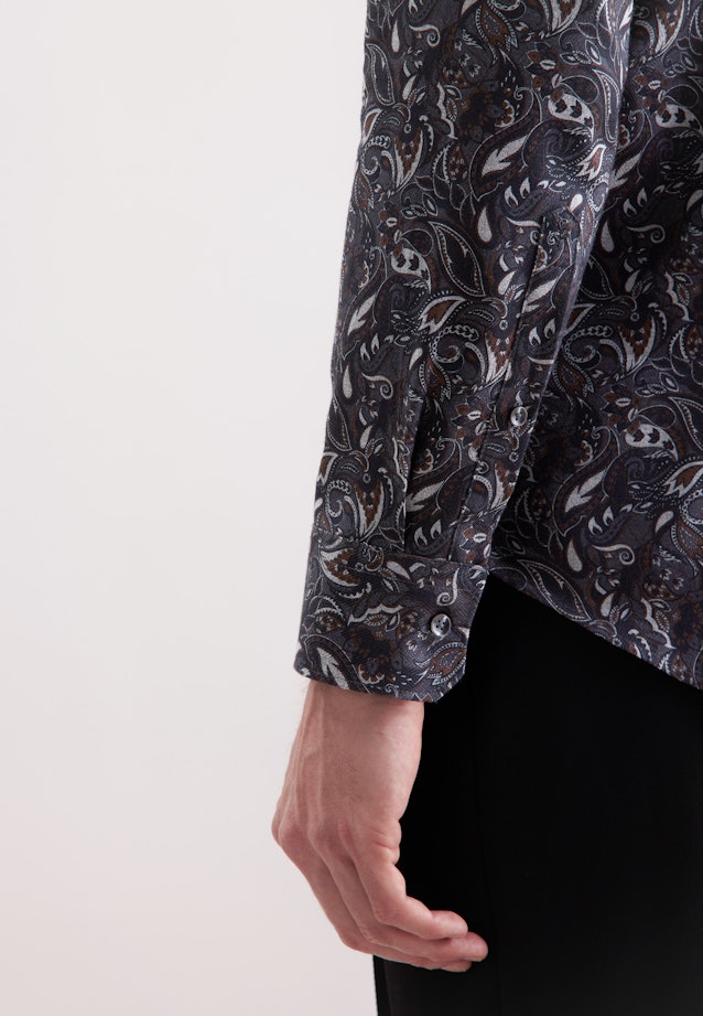 Slim Flanellhemd Geblümt in Grau |  Seidensticker Onlineshop