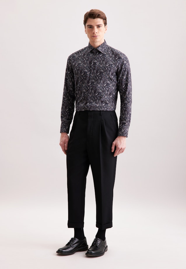 Slim Flanellhemd Geblümt in Grau |  Seidensticker Onlineshop