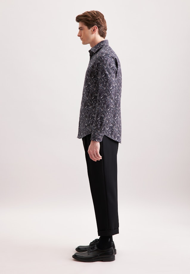 Slim Flanellhemd Geblümt in Grau |  Seidensticker Onlineshop