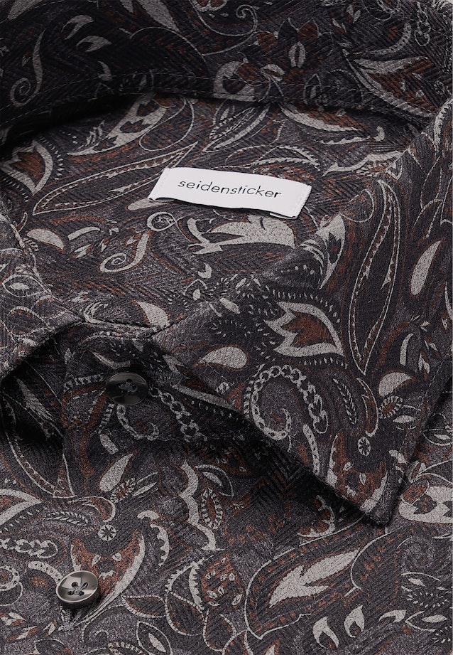 Slim Flanellhemd Geblümt in Grau |  Seidensticker Onlineshop