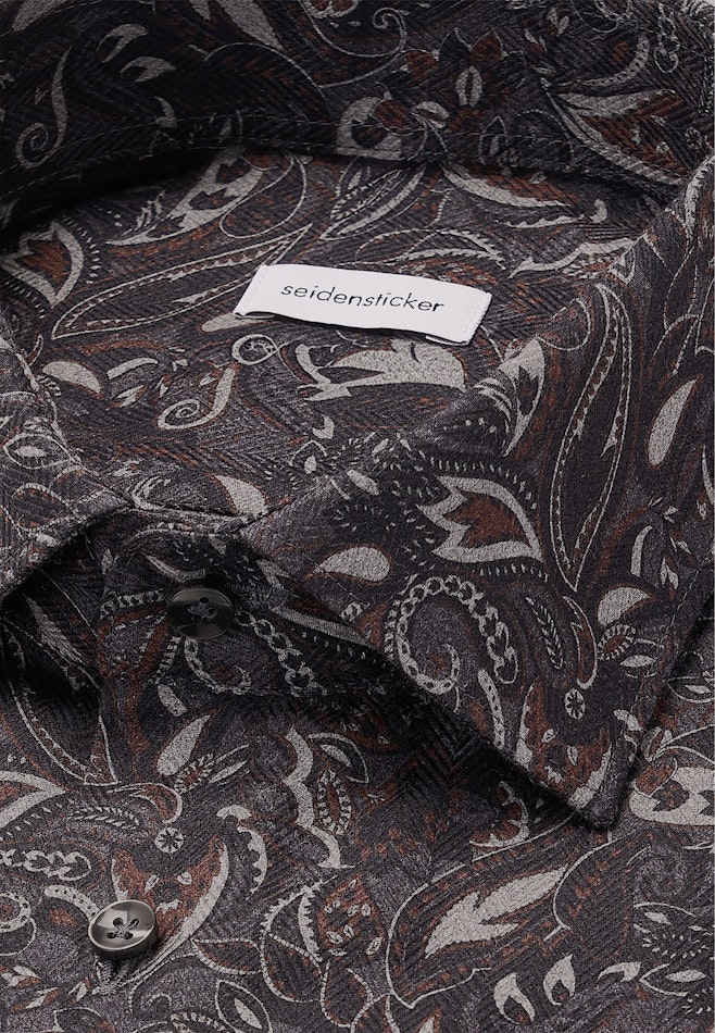 Slim Flanellhemd Geblümt in Grau | Seidensticker Onlineshop