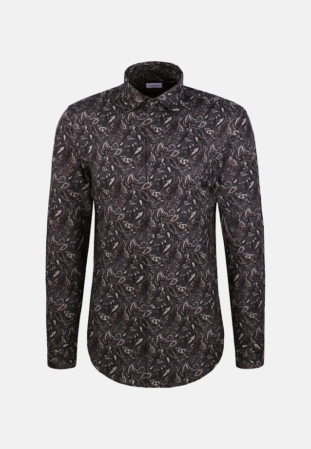 Slim Flanellhemd Geblümt in Grau |  Seidensticker Onlineshop