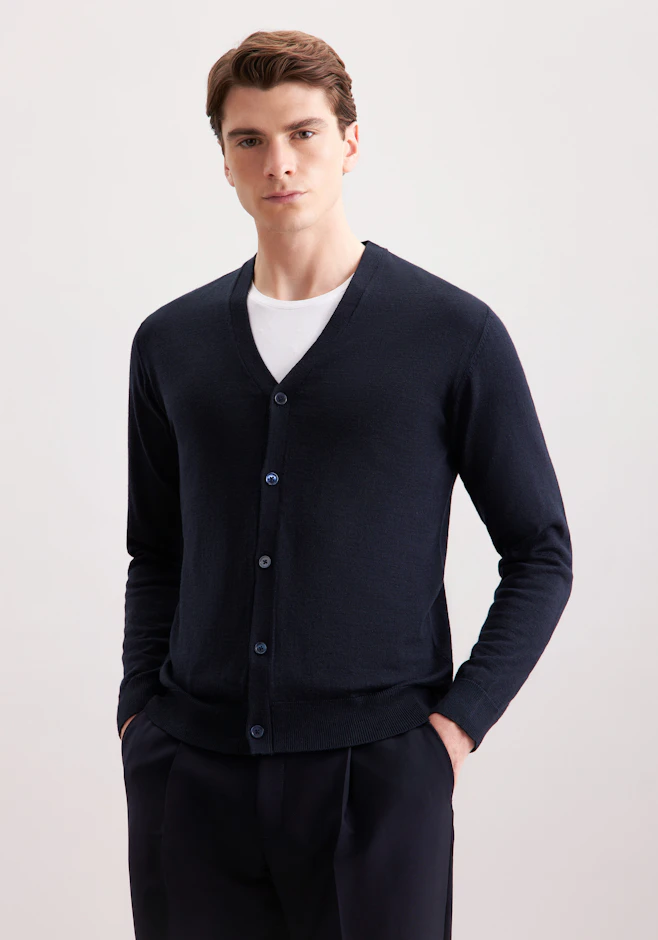 Regular Cardigan dans Bleu Foncé | Boutique en ligne Seidensticker