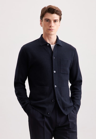 Regular Strick-Jacke in Dunkelblau |  Seidensticker Onlineshop