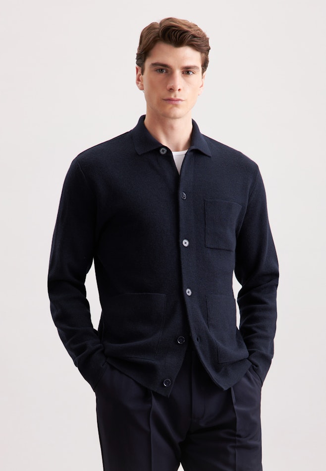 Regular Veste en maille dans Bleu Foncé | Boutique en ligne Seidensticker