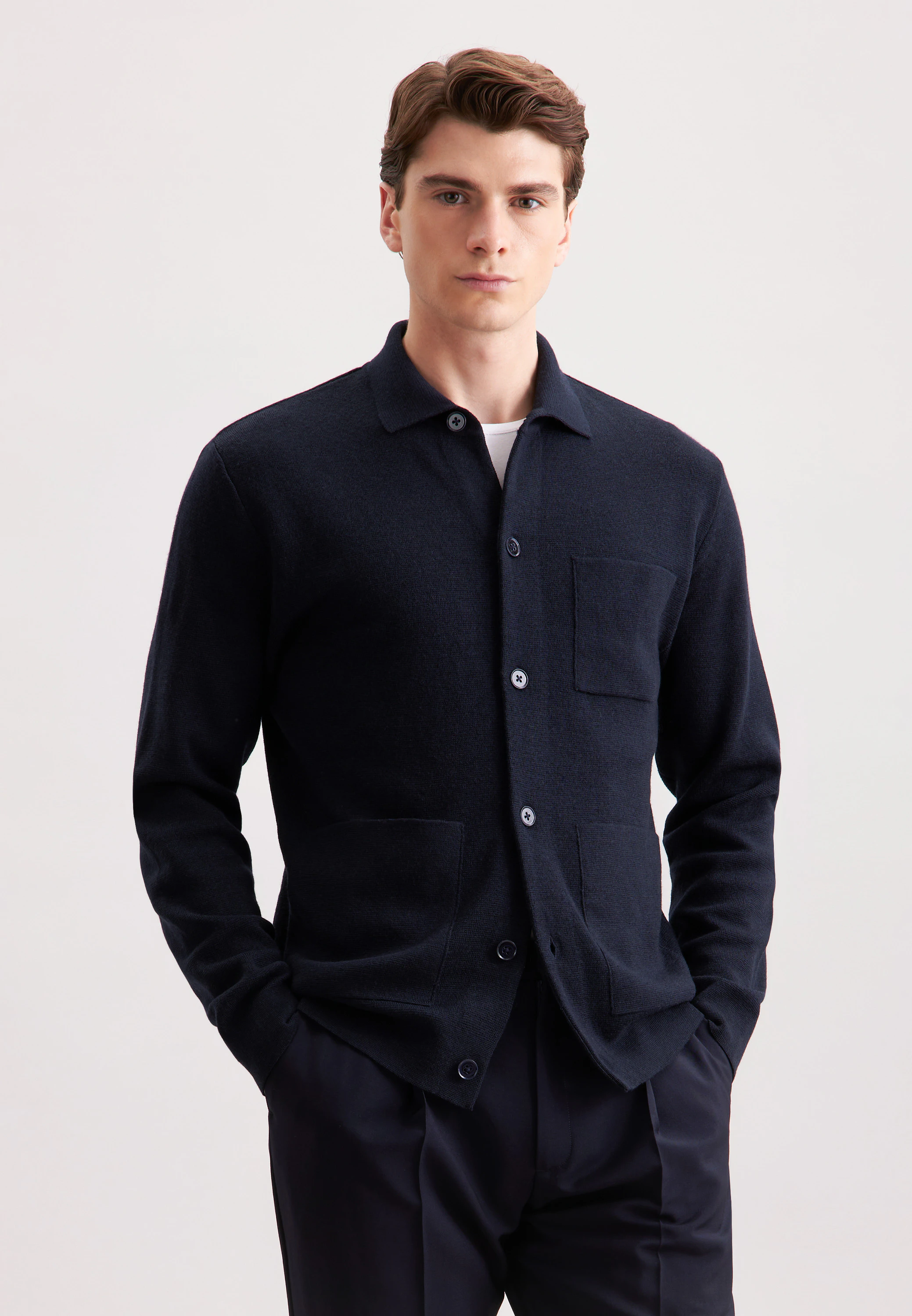 Regular Strick-Jacke Blau