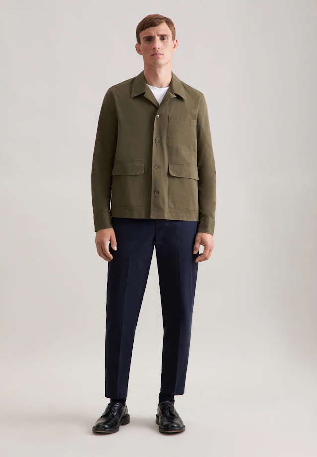 Regular Veste Uni in Vert |  Seidensticker Onlineshop