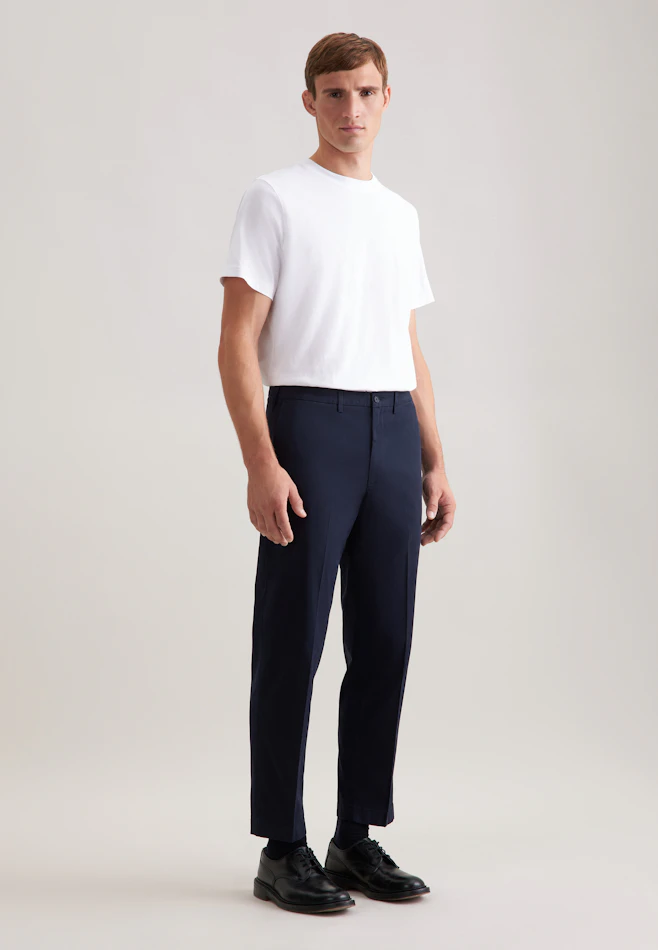 Regular Chino Uni dans Bleu Foncé | Boutique en ligne Seidensticker