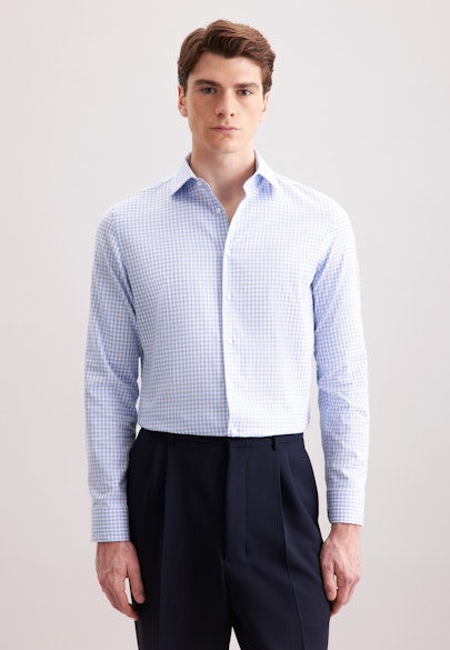 Slim Flannel shirt Check in Mittelblau |  Seidensticker Onlineshop