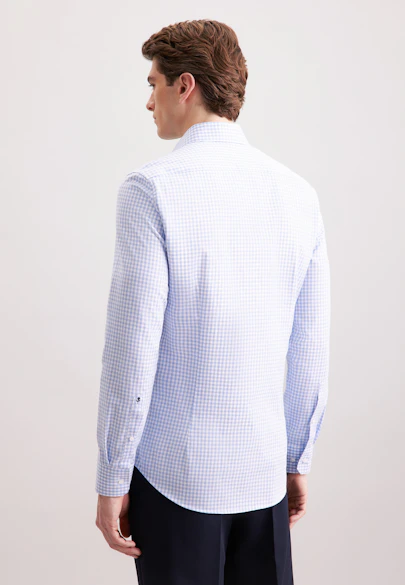 Slim Flanellhemd Karo in Mittelblau |  Seidensticker Onlineshop