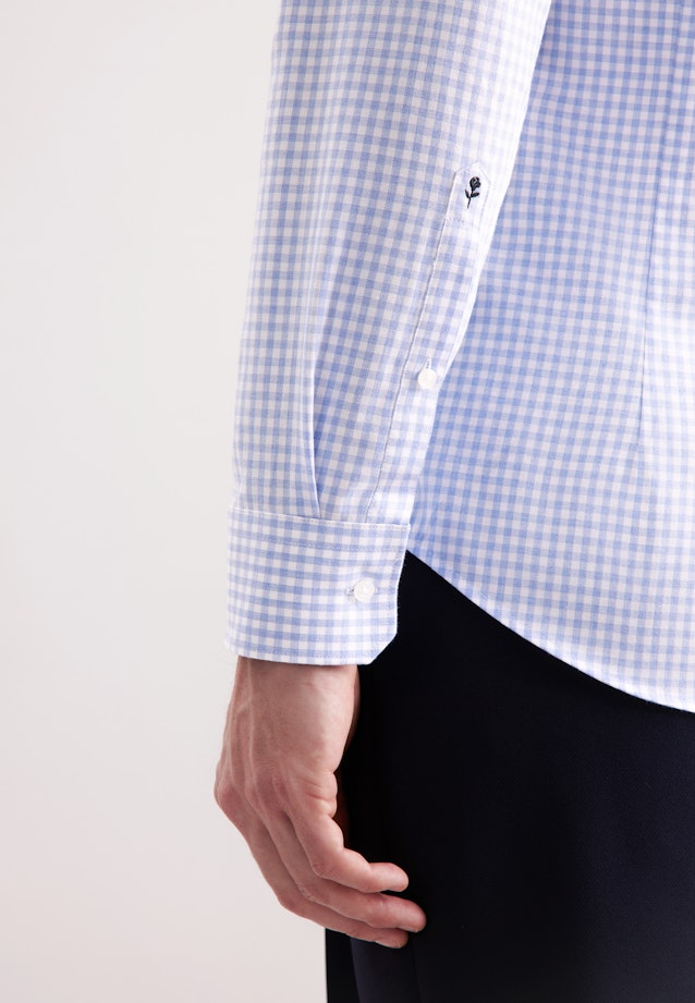 Slim Flanellhemd Karo in Mittelblau |  Seidensticker Onlineshop