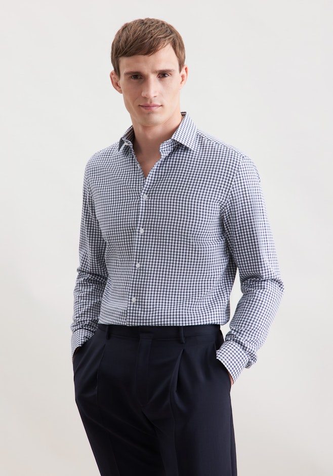 Slim Chemise en flanelle carreaux dans Bleu Foncé | Boutique en ligne Seidensticker