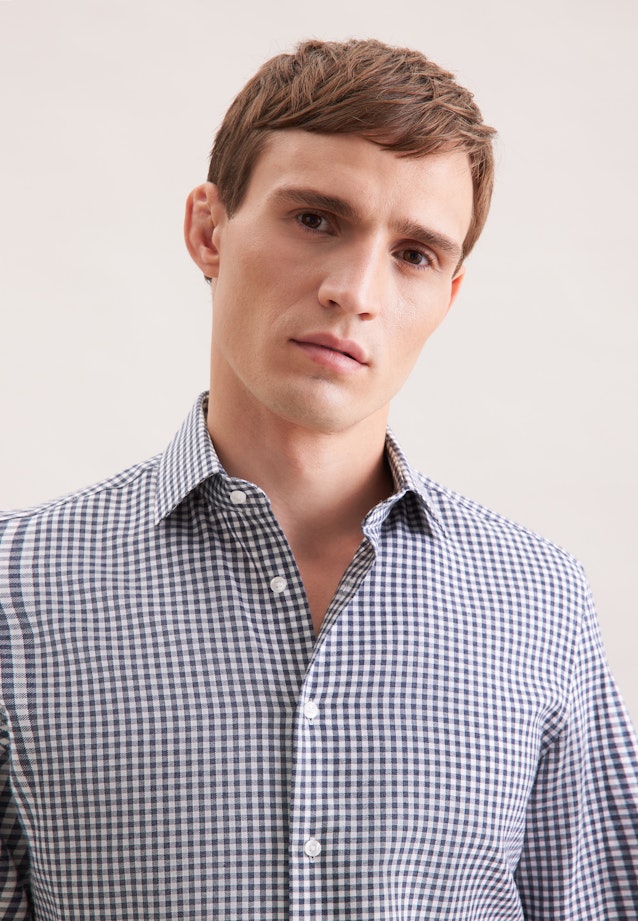 Slim Flanellhemd Karo in Dunkelblau |  Seidensticker Onlineshop