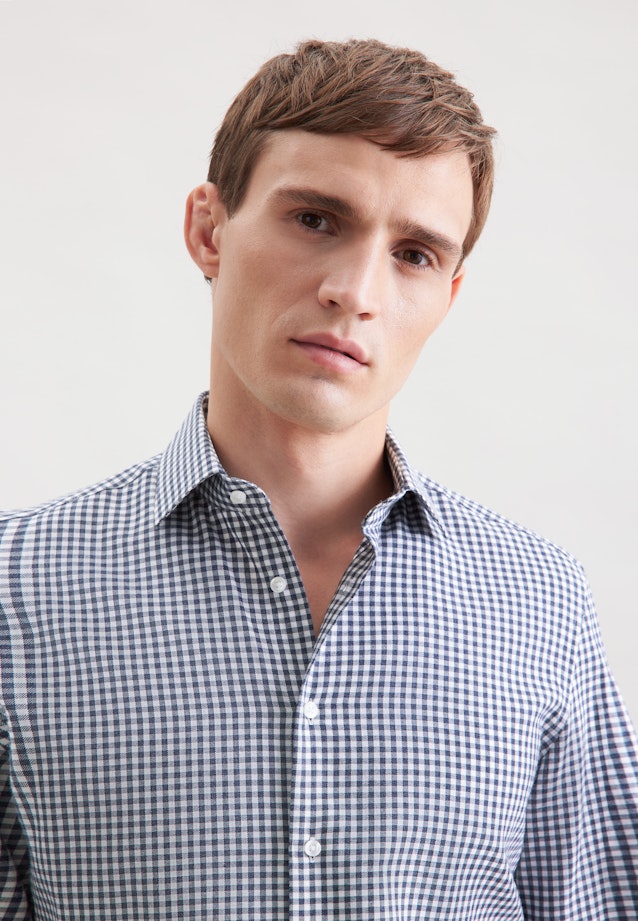 Slim Chemise en flanelle carreaux in Bleu Foncé |  Seidensticker Onlineshop