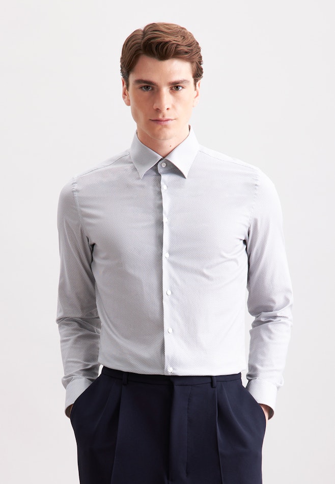 Slim Business Hemd Druck in Grau | Seidensticker Onlineshop