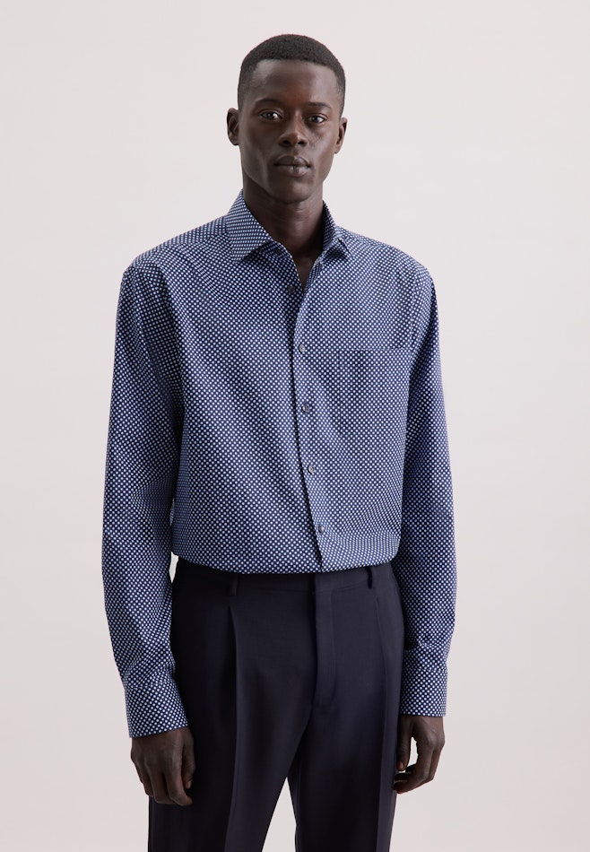 Regular Chemise d'affaires Imprimé dans Bleu Foncé | Boutique en ligne Seidensticker
