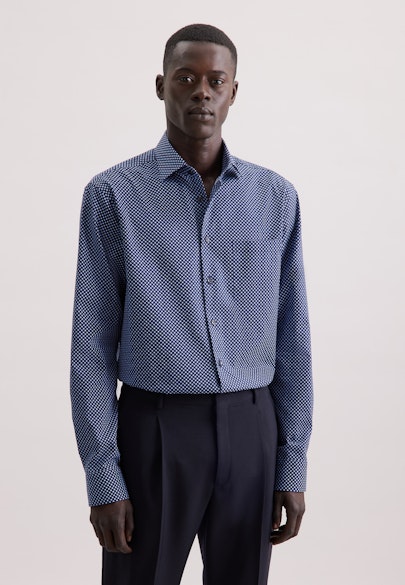 Regular Business shirt Print in Dunkelblau |  Seidensticker Onlineshop