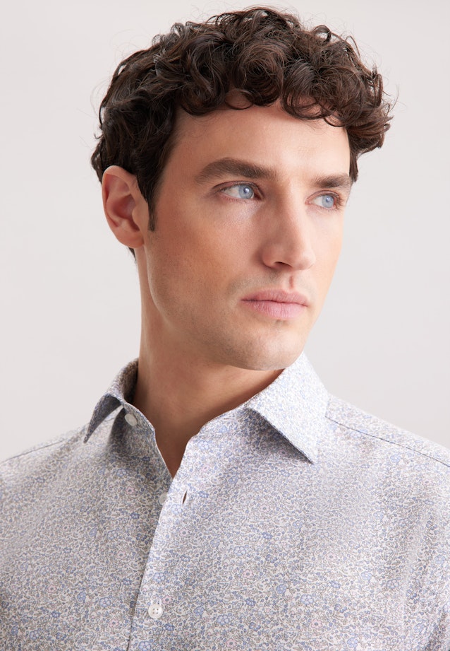 Regular Business Hemd Geblümt in Mittelblau |  Seidensticker Onlineshop