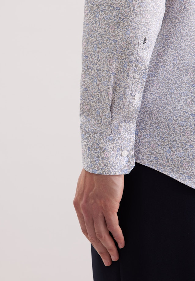 Regular Business Hemd Geblümt in Mittelblau |  Seidensticker Onlineshop