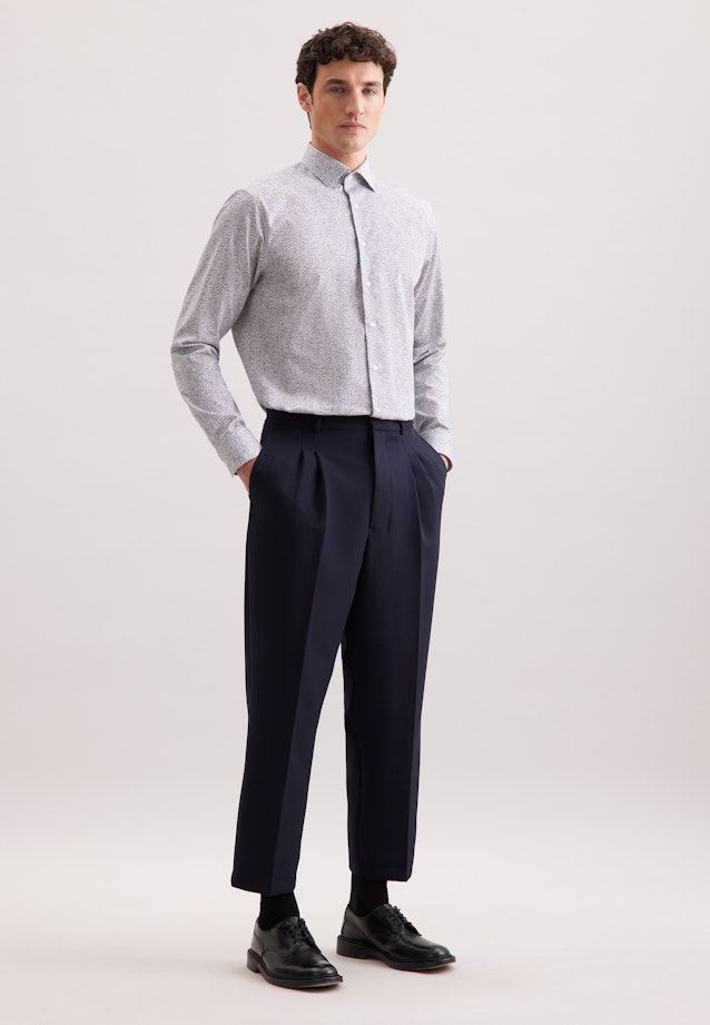 Regular Business Hemd Geblümt in Mittelblau |  Seidensticker Onlineshop