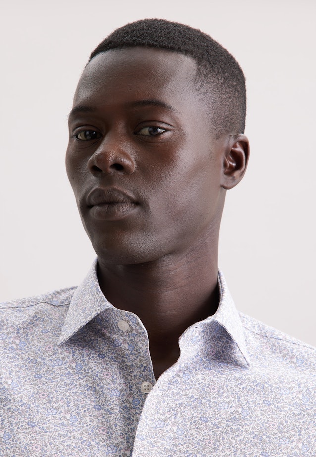 Shaped Business Hemd Geblümt in Mittelblau |  Seidensticker Onlineshop