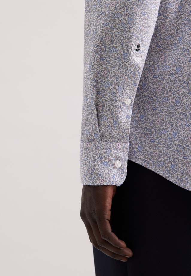 Shaped Business Hemd Geblümt in Mittelblau |  Seidensticker Onlineshop