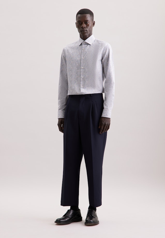 Shaped Business Hemd Geblümt in Mittelblau |  Seidensticker Onlineshop