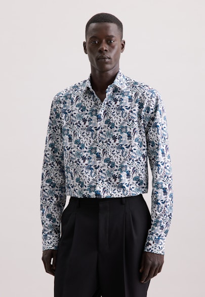 Regular Business shirt Floral in Grün |  Seidensticker Onlineshop